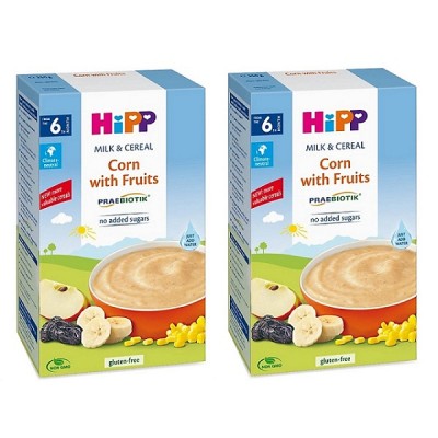 Combo 2 Bột sữa Hipp Organic Corn with Fruits bột sữa và ngũ cốc ngô, hoa quả