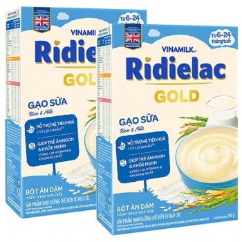 Combo 2 hộp Bột Ăn Dặm cho bé Ridielac Gold Gạo Sữa, 200g