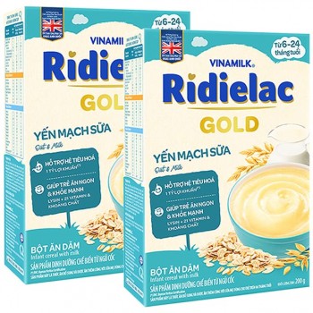 Combo 2 hộp Bột Ăn Dặm Ridielac Gold Yến Mạch Sữa, 200g