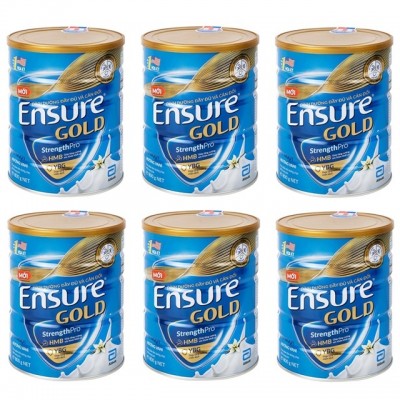 Combo 6 lon sữa bột Ensure Gold ít ngot 800g hương vani