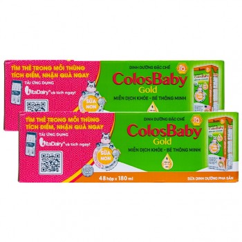 Combo 2 thùng Sữa Colosbaby IQ Gold hộp 180ml cho trẻ từ 1 tuổi
