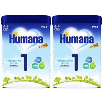 Combo 2 hộp Sữa Humana Gold Plus số 1 hộp 800g cho trẻ từ 0-6 tháng