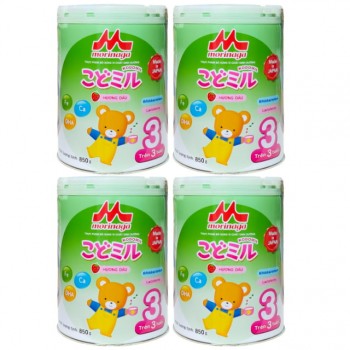 Combo 4 lon sữa Morinaga số 3 hương dâu lon 850g cho trẻ từ 3 tuổi