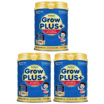 Combo 3 lon Sữa NutiFood Grow Plus + Xanh 900g cho trẻ trên 1 tuổi