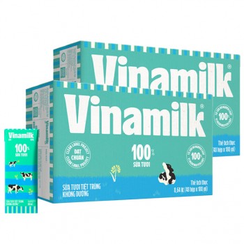 Combo 2 thùng Sữa tươi Vinamilk không đường hộp 180ml