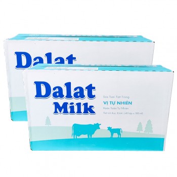 Combo 2 thùng Sữa Tươi Dalatmilk vị tự nhiên nguyên chất hộp 180ml