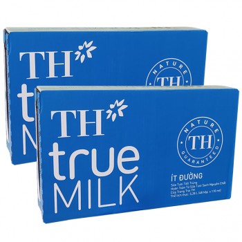 Combo 2 thùng Sữa tươi TH True Milk Ít đường hộp 110ml
