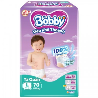 Combo 2 bịch Tã quần Bobby size L 70 miếng