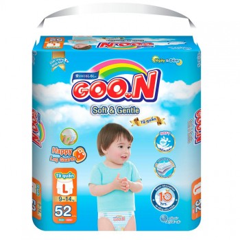 Combo 4 bịch tã quần Goon Soft and Gentle Size L 52 miếng cho trẻ 9-14kg