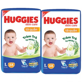 Combo 2 bịch Tã quần Huggies size L 68 miếng cho trẻ 9-14kg
