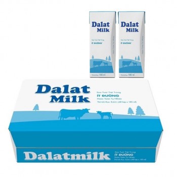 Thùng Sữa Tươi Tiệt Trùng Dalatmilk Ít Đường Hộp 180ml
