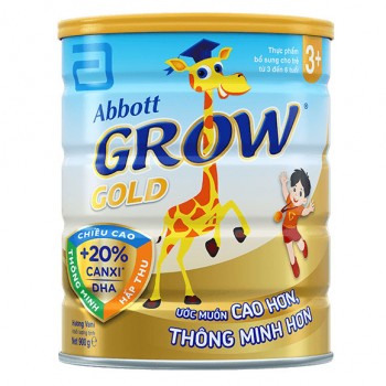 Sữa bột Abbott Grow Gold 3+, hộp 900g, trẻ 3-6 tuổi