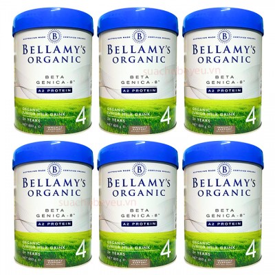 Thùng Sữa Bellamy's Organic đạm A2 số 4 lon 800g cho trẻ trên 2 tuổi