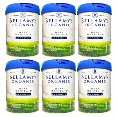 Thùng sữa Bellamy's Organic đạm A2 số 1 lon 800g cho trẻ 0-6 tháng tuổi