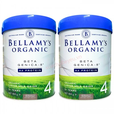 Combo 2 lon Sữa Bellamy's Organic đạm A2 số 4 lon 800g cho trẻ trên 2 tuổi