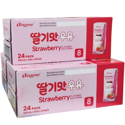 Combo 3 thùng Sữa Binggrae Hàn Quốc vị Dâu hộp 200ml