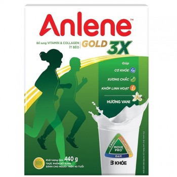 Sữa  Anlene Gold 3X hộp giấy 440g hương vani, trên 40 tuổi