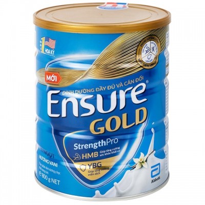 Sữa bột Ensure Gold 800g ít ngọt hương vani