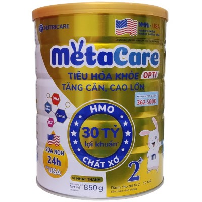 Sữa bôt Metacare Gold 2+ lon 850g cho trẻ 2-10 tuổi