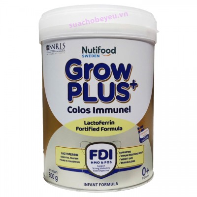 Sữa bột Nutifood Grow Plus+ Colos Immunel số 0+ cho trẻ 0-12 tháng lon 800g Sữa bột Nutifood Grow Plus+ Colos Immunel số 0+ cho trẻ 0-12 tháng lon 800g
