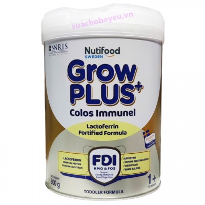 Sữa bột Nutifood Grow Plus+ Colos Immunel số 1+ cho trẻ 1-2 tuổi lon 800g Sữa bột Nutifood Grow Plus+ Colos Immunel số 1+ cho trẻ 1-2 tuổi lon 800g