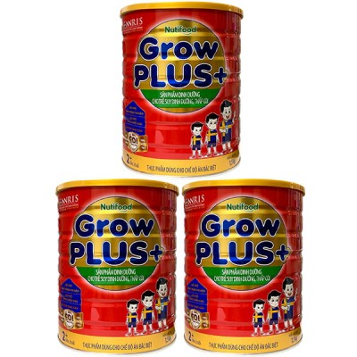 Combo 3 lon Sữa NutiFood Grow Plus + Đỏ 1.5kg cho trẻ trên 2 tuổi