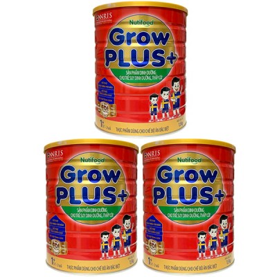 Combo 3 lon Sữa NutiFood Grow Plus+ Đỏ 1+ lon 1.5kg cho trẻ từ 1-2 tuổi