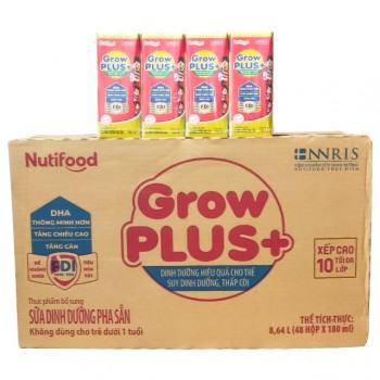 Thùng sữa bột pha sẵn Nuti Grow Plus + Đỏ hộp 180ml
