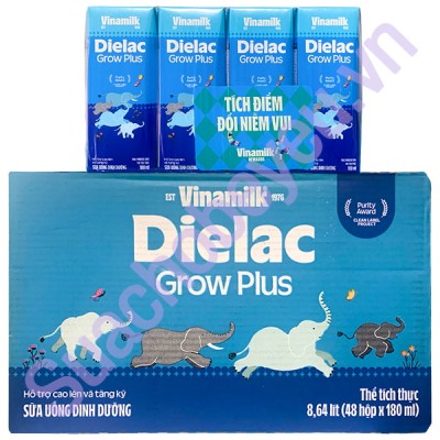 Thùng Sữa bột pha sẵn Dielac Grow Plus hộp 180ml