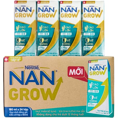 Thùng sữa bột pha sẵn Nan Grow hộp 180ml