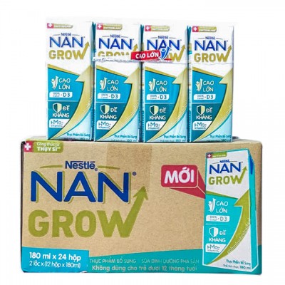 Thùng sữa bột pha sẵn Nan Grow hộp 180ml