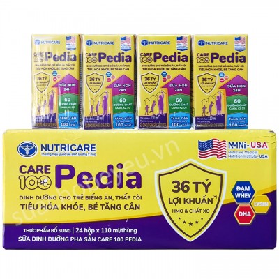 Thùng Sữa Care 100 Pedia hộp 110ml cho trẻ biếng ăn