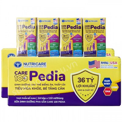 Combo 2 thùng sữa công thức pha sẵn Care 100 Pedia hộp 110ml cho trẻ biếng ăn