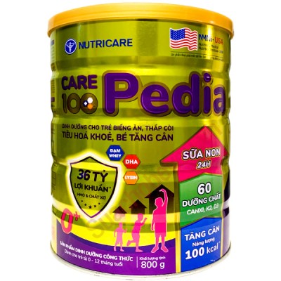 Sữa Care 100 Pedia 0+ lon 800g cho trẻ từ 0-12 tháng tuổi