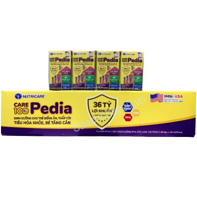 Thùng Sữa Care 100 Pedia hộp 110ml cho trẻ biếng ăn