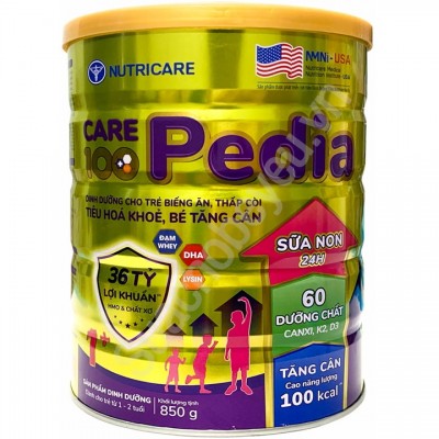 Sữa Care 100 Pedia lon 850g cho trẻ suy dinh dưỡng thấp còi