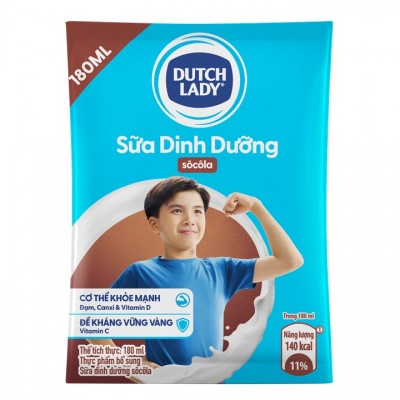 Sữa tiệt trùng Cô Gái Hà Lan hương socola bịch 180ml