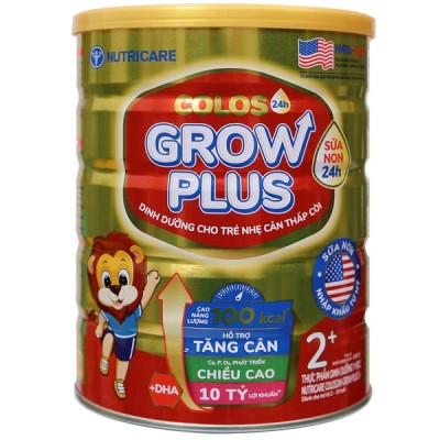 Sữa Nutricare Colos Grow Plus 2+ cho trẻ nhẹ cân thấp còi từ 2 tuổi lon 850g Sữa Nutricare Colos Grow Plus 2+ cho trẻ nhẹ cân thấp còi từ 2 tuổi lon 850g