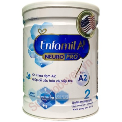 Sữa Enfamil đạm A2 NeuroPro số 2 lon 800g cho trẻ từ 6-12 tháng