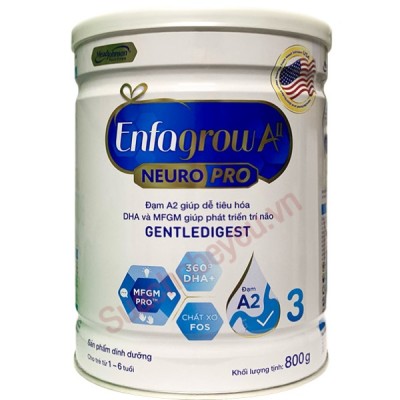 Sữa Enfagrow đạm A2 NeuroPro số 3 lon 800g cho trẻ từ 1-6 tuổi