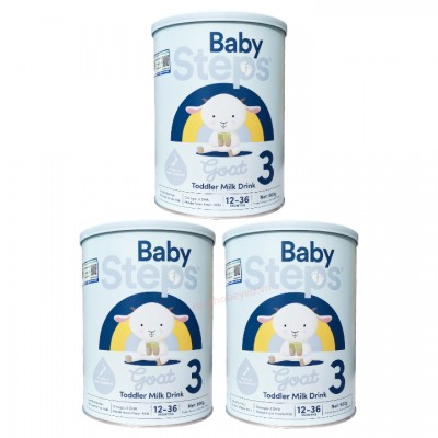 Combo 3 lon Sữa dê Baby Steps số 3 lon 900g cho trẻ từ 12-36 tháng