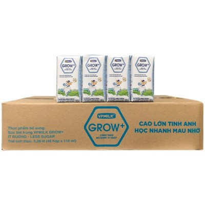 Sữa Dinh Dưỡng VPMilk Grow+ Ít Đường, Hộp 110ml