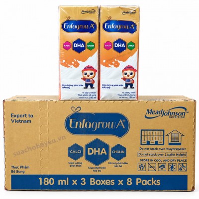 Sữa nước Enfagrow vani trẻ từ 2 tuổi hộp 180ml Sữa nước Enfagrow vani trẻ từ 2 tuổi hộp 180ml