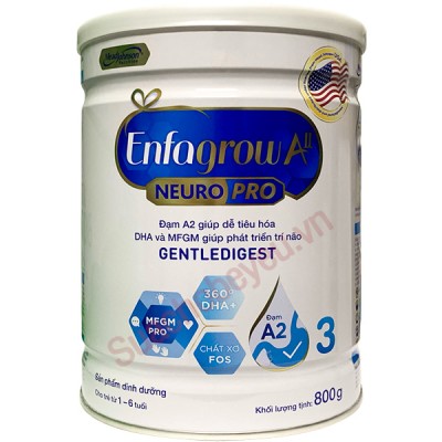 Sữa Enfagrow đạm A2 NeuroPro số 3 lon 800g cho trẻ từ 1-6 tuổi