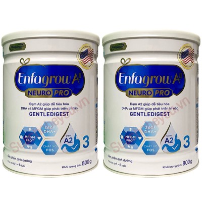 Combo 2 lon Sữa Enfagrow đạm A2 NeuroPro số 3 lon 800g cho trẻ từ 1-6 tuổi