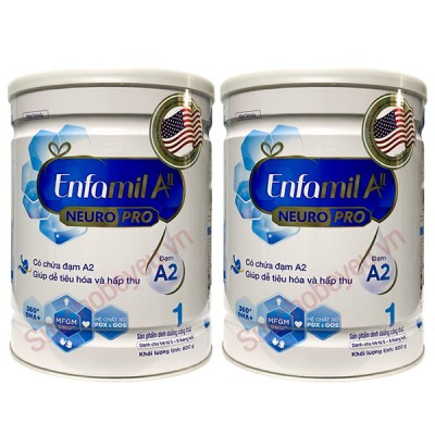 Combo 2 lon Sữa Enfamil đạm A2 NeuroPro số 1 lon 800g cho trẻ từ 0-6 tháng