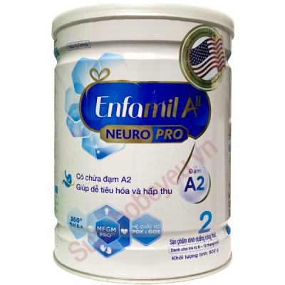 Sữa Enfamil đạm A2 NeuroPro số 2 lon 800g cho trẻ từ 6-12 tháng