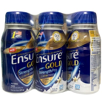 Lốc Sữa Ensure Gold hương Vani chai 237ml