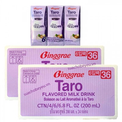 Combo 2 Thùng sữa Binggrae Hàn Quốc khoai môn hộp 200ml