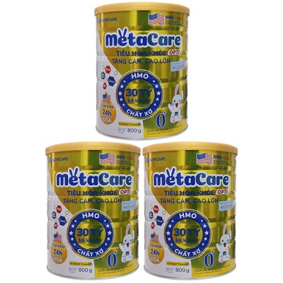 Combo 3 lon Sữa MetaCare Gold 0+ 800g cho trẻ 0-12 tháng tuổi
